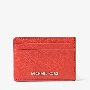 Michael Kors Pebbled Leather Card case Spice Coral NWT and with gift box